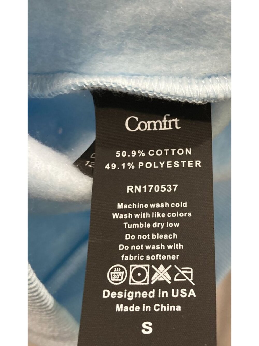 Comfrt Pastel Edit Zip-Up Hoodie S Baby Blue Casual Lounge Preppy Minimalist New - Picture 8 of 12